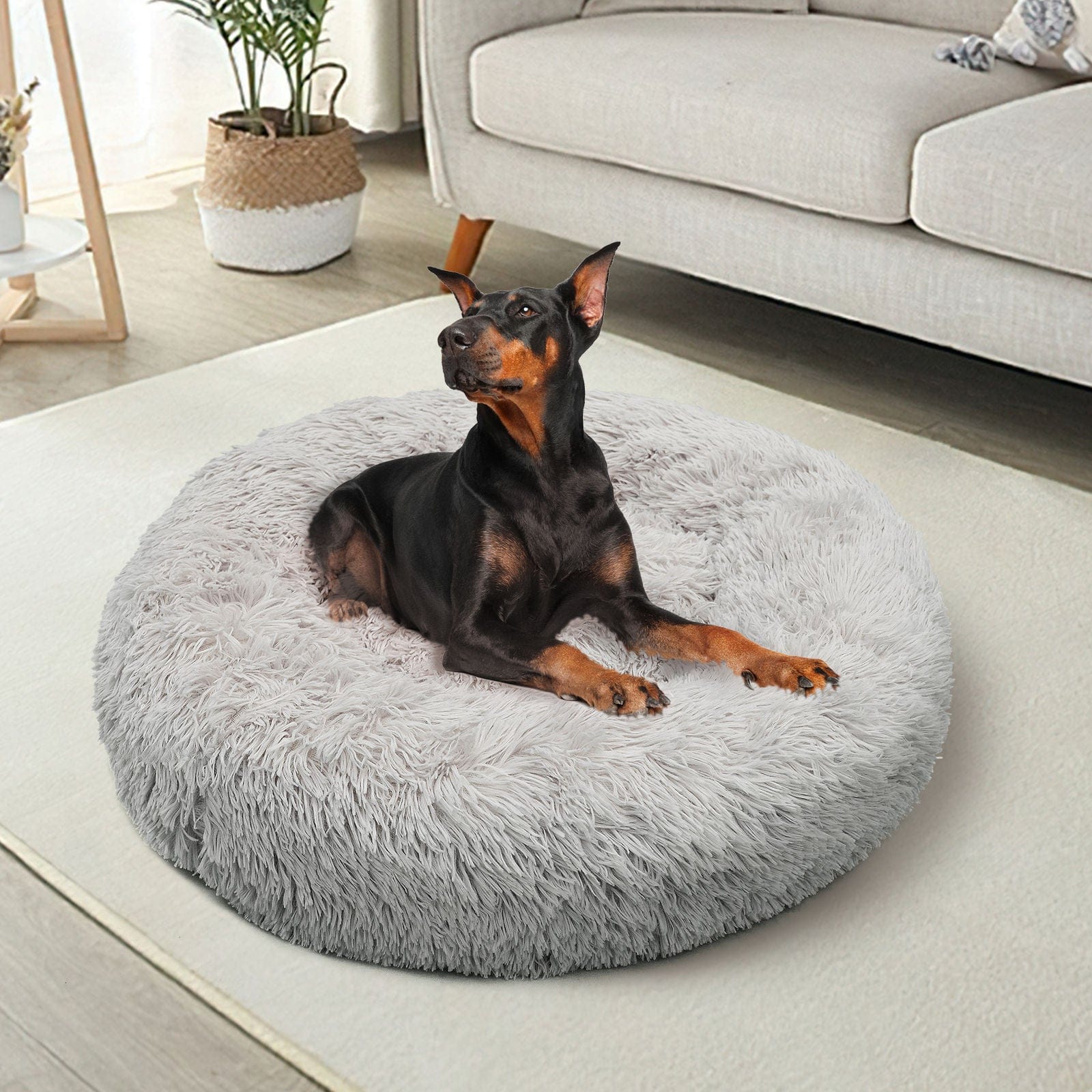 Big Bedding Australia Cat Bed Pet Dog Bed Bedding Warm Plush Round Comfortable Dog Nest Light Grey M 70cm