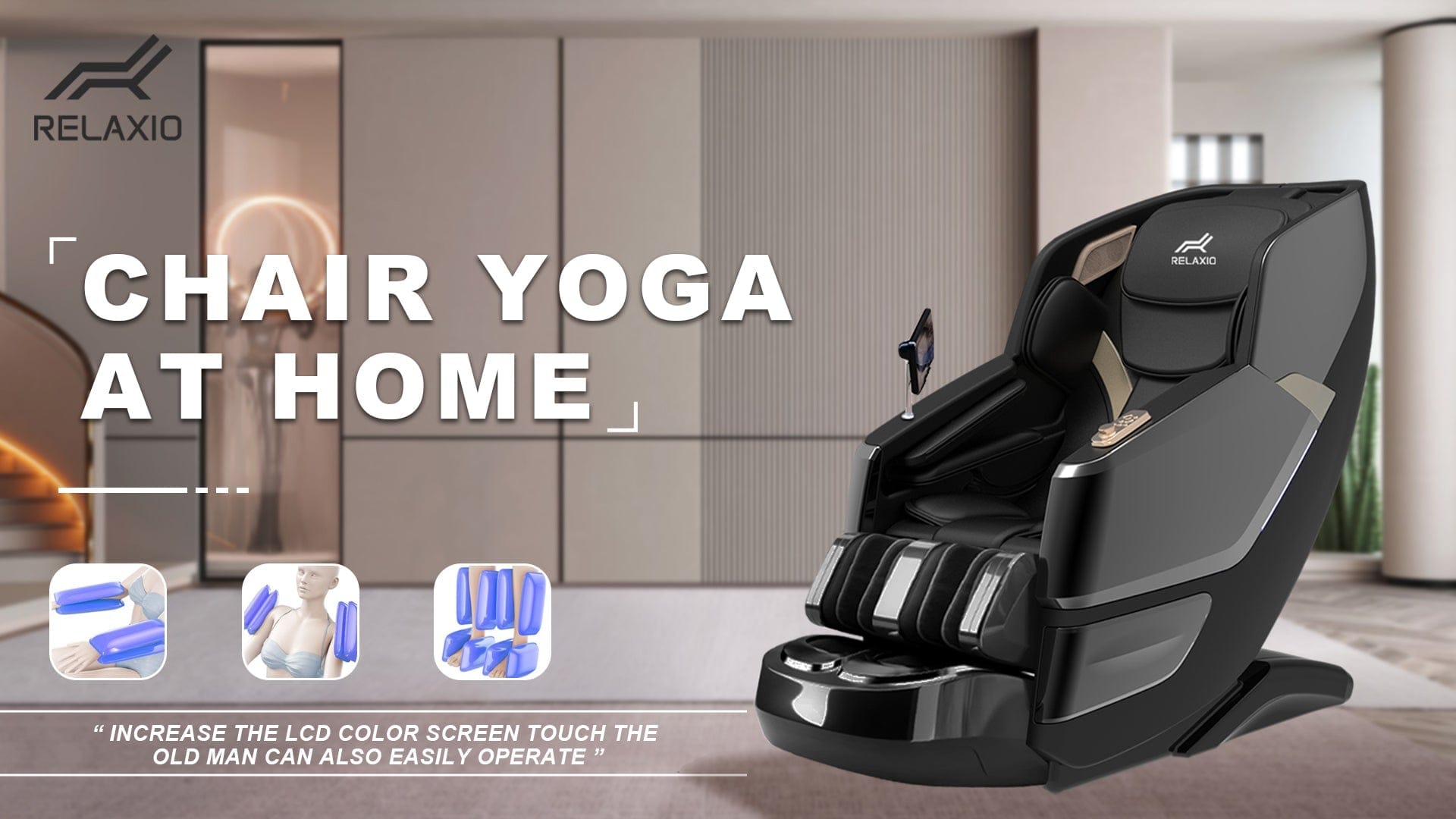 Big Bedding Australia Massage Chair Recliner Full Body Zero Gravity Electrical Massage Chair - Black
