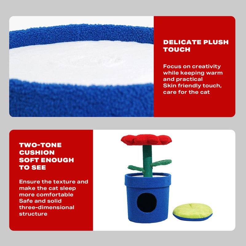 Big Bedding Australia Cat Tower Rich Flower Cat Tree with Scratcher Pole Cat Tower with Hidaway Cat Bed Furbulous Cat Tree