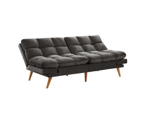 Big Bedding Australia Sofa Sebastian 3 Seater Velvet Sofa Bed Futon Charcoal