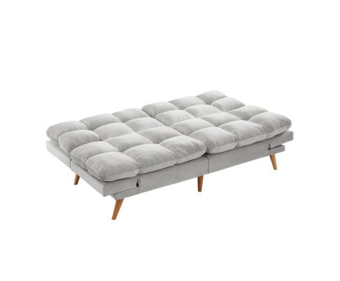 Big Bedding Australia Sofa Sebastian 3 Seater Velvet Sofa Bed Futon Light Grey
