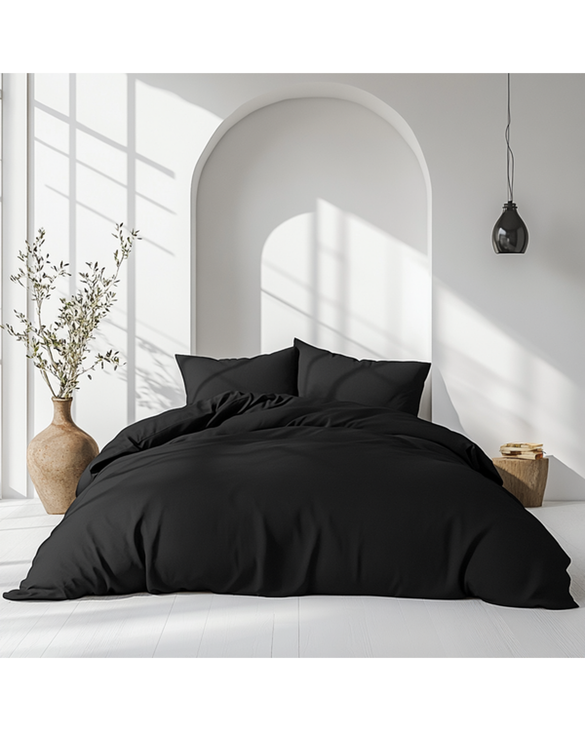 Amsons Quilt Cover Set with Extra Standard Pillow Covers - Black