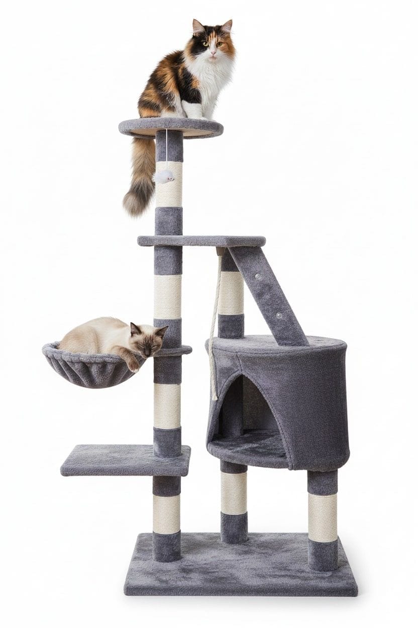 Carla Home Cat Tower CARLA HOME 120cm Cat Tree for Indoor Cats with Condo, Hammock & Plush Perchfor for Kittens & Adult Cats
