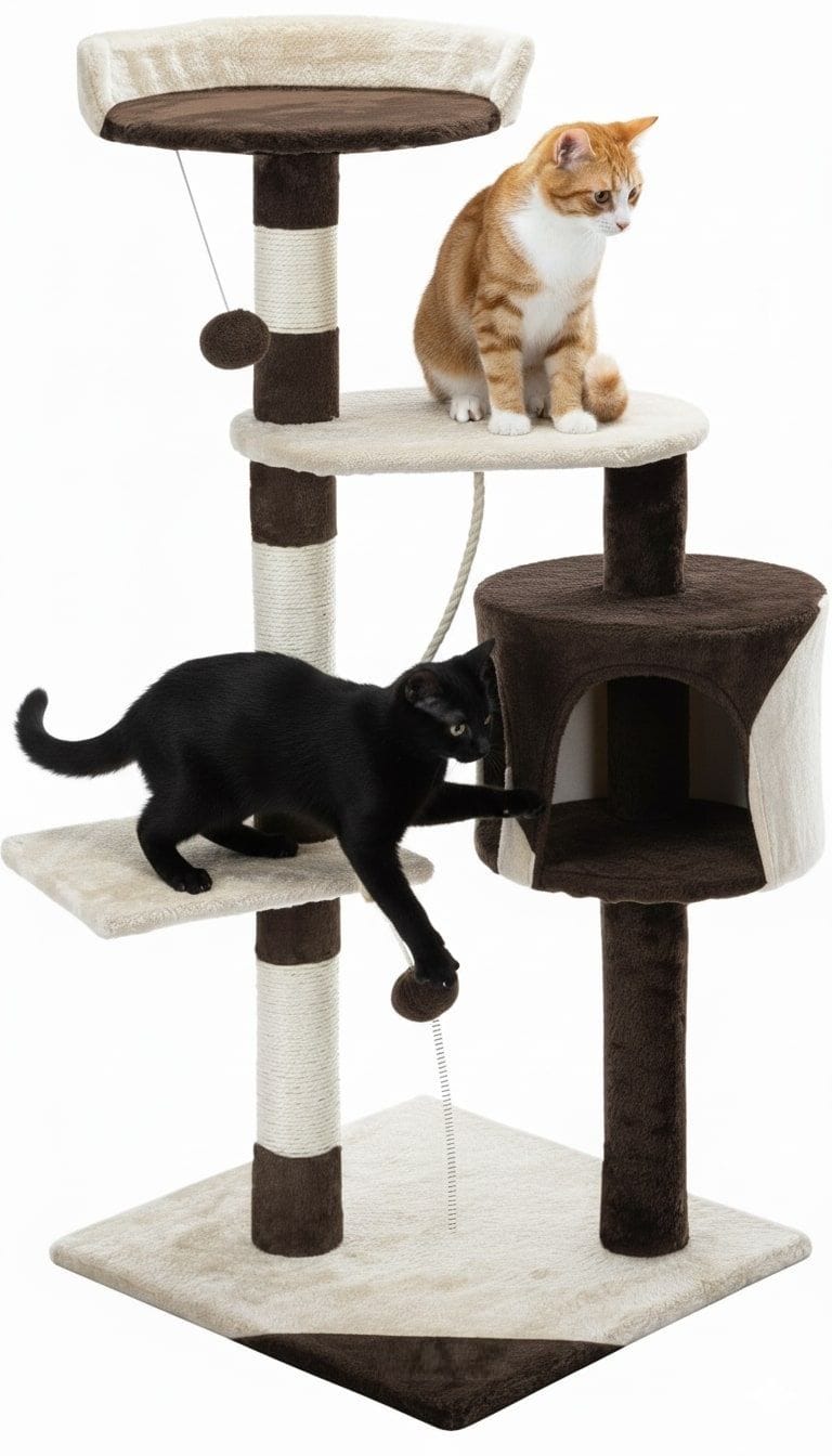 Carla Home Cat Tower CARLA HOME 140cm Cat Tree for Indoor Cats with Plush Perch, Sisal Scratching Posts & Condo for Kittens & Adult Cats (Beige)