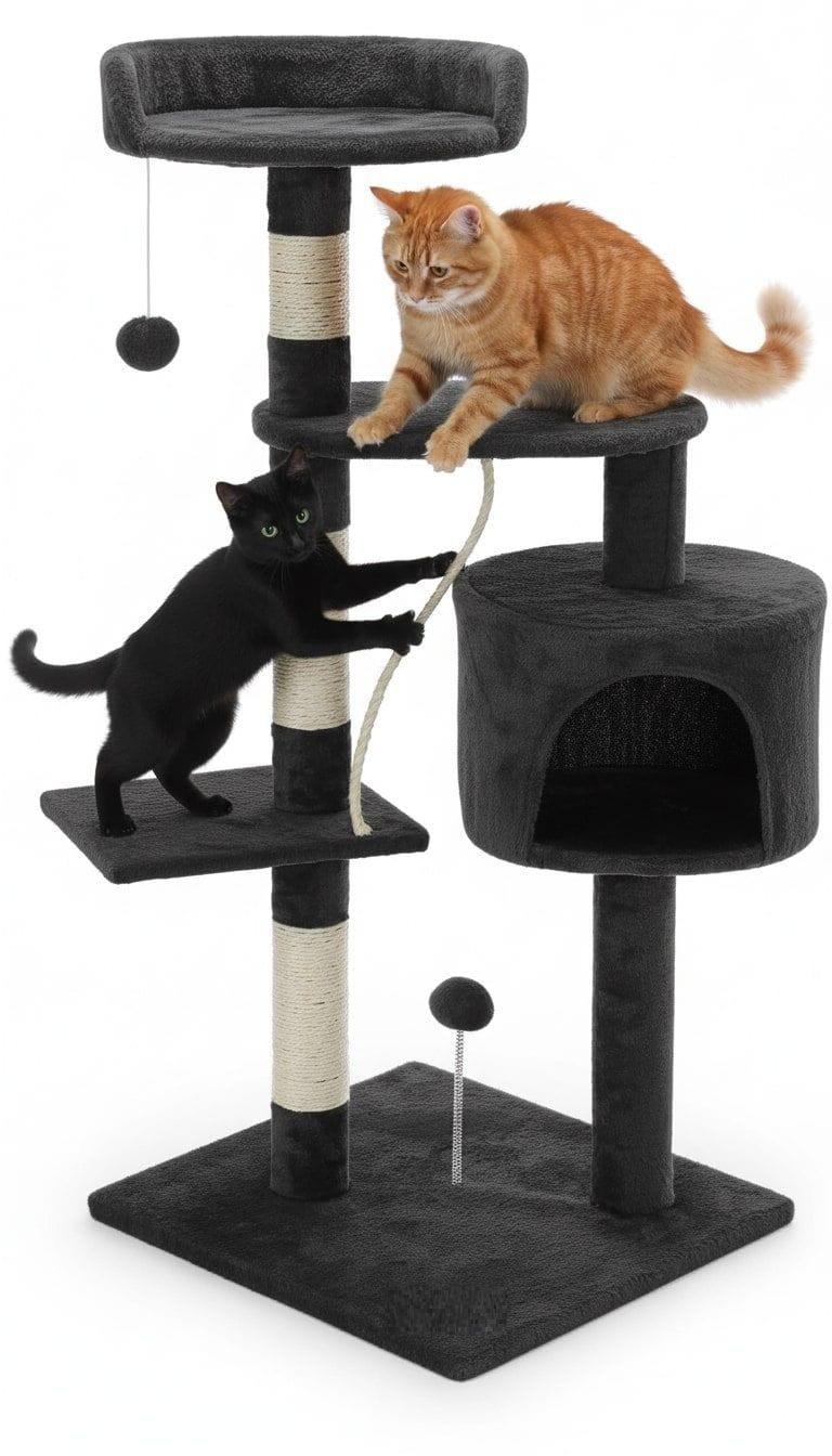 Carla Home Cat Tower CARLA HOME 140cm Cat Tree for Indoor Cats with Plush Perch, Sisal Scratching Posts & Condo for Kittens & Adult Cats (Dark Grey)