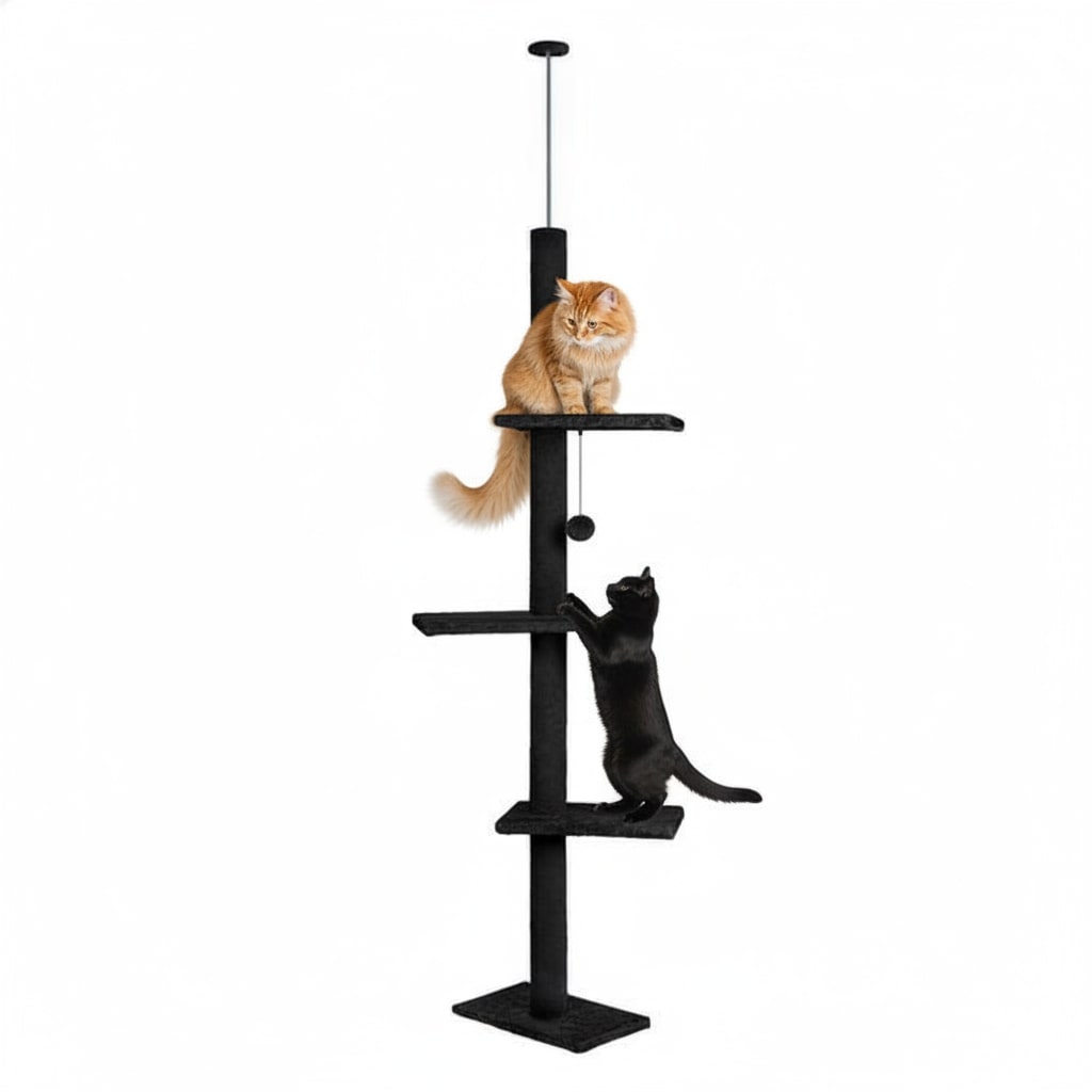 Carla Home Cat Tower CARLA HOME Floor to Ceiling Cat Tree Tower  with Adjustable Height 230-286cm for Indoor Cats (Black)