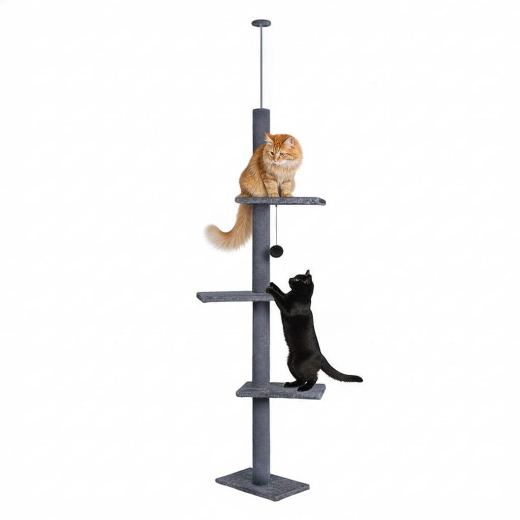Carla Home Cat Tower CARLA HOME Floor to Ceiling Cat Tree Tower  with Adjustable Height 230-286cm for Indoor Cats (Grey)
