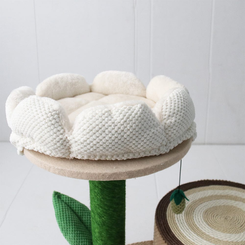 Catio Cat Tower CATIO Log Cat House With White Camelia Cat Scratching Tree