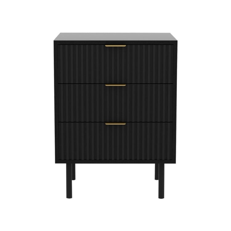 SARANTINO EVELYN BEDSIDE TABLE WITH 3 DRAWERS - BLACK Sarantino