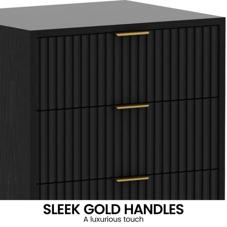 SARANTINO EVELYN BEDSIDE TABLE WITH 3 DRAWERS - BLACK Sarantino