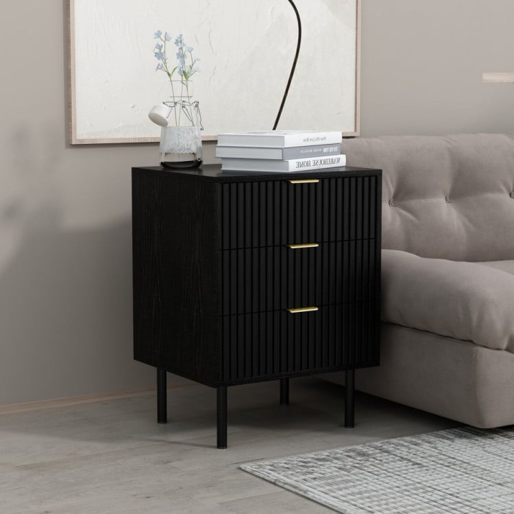 SARANTINO EVELYN BEDSIDE TABLE WITH 3 DRAWERS - BLACK Sarantino