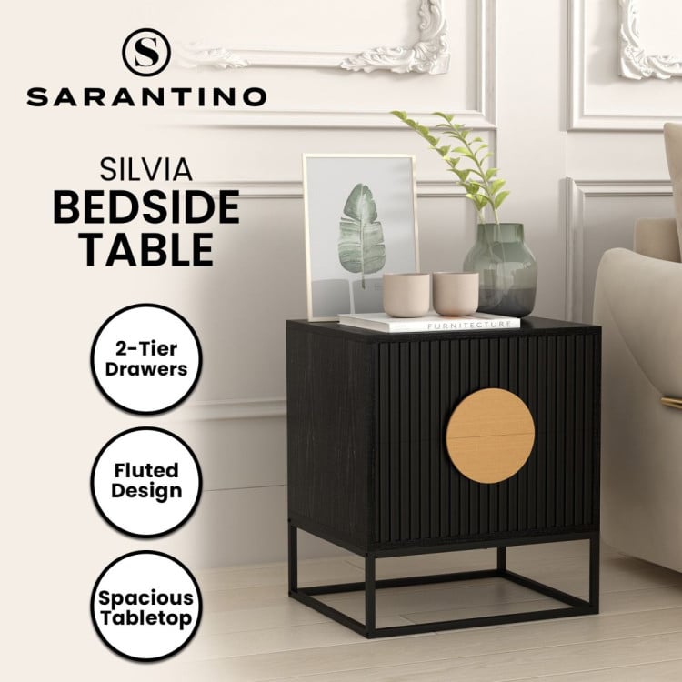 SARANTINO SILVIA BEDSIDE TABLE WITH 2 DRAWERS - BLACK Sarantino