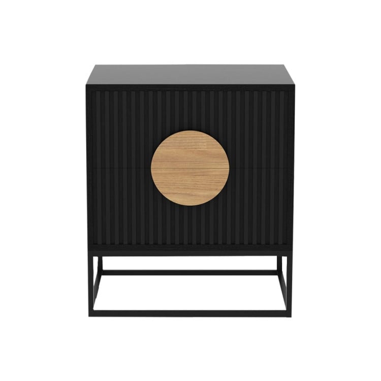 SARANTINO SILVIA BEDSIDE TABLE WITH 2 DRAWERS - BLACK Sarantino