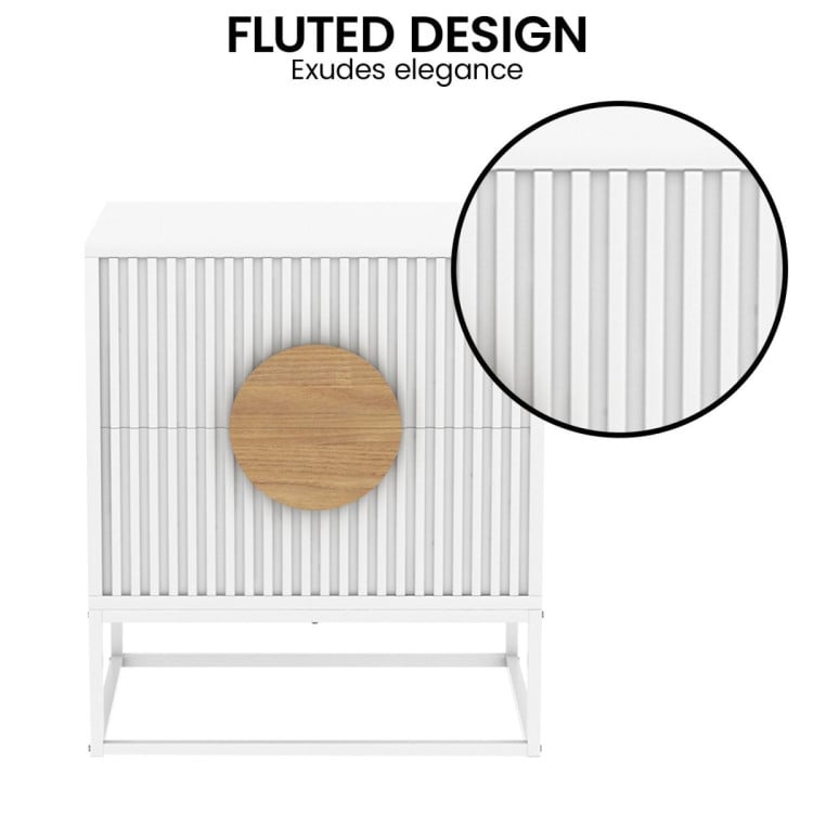 SARANTINO SILVIA BEDSIDE TABLE WITH 2 DRAWERS - WHITE Sarantino