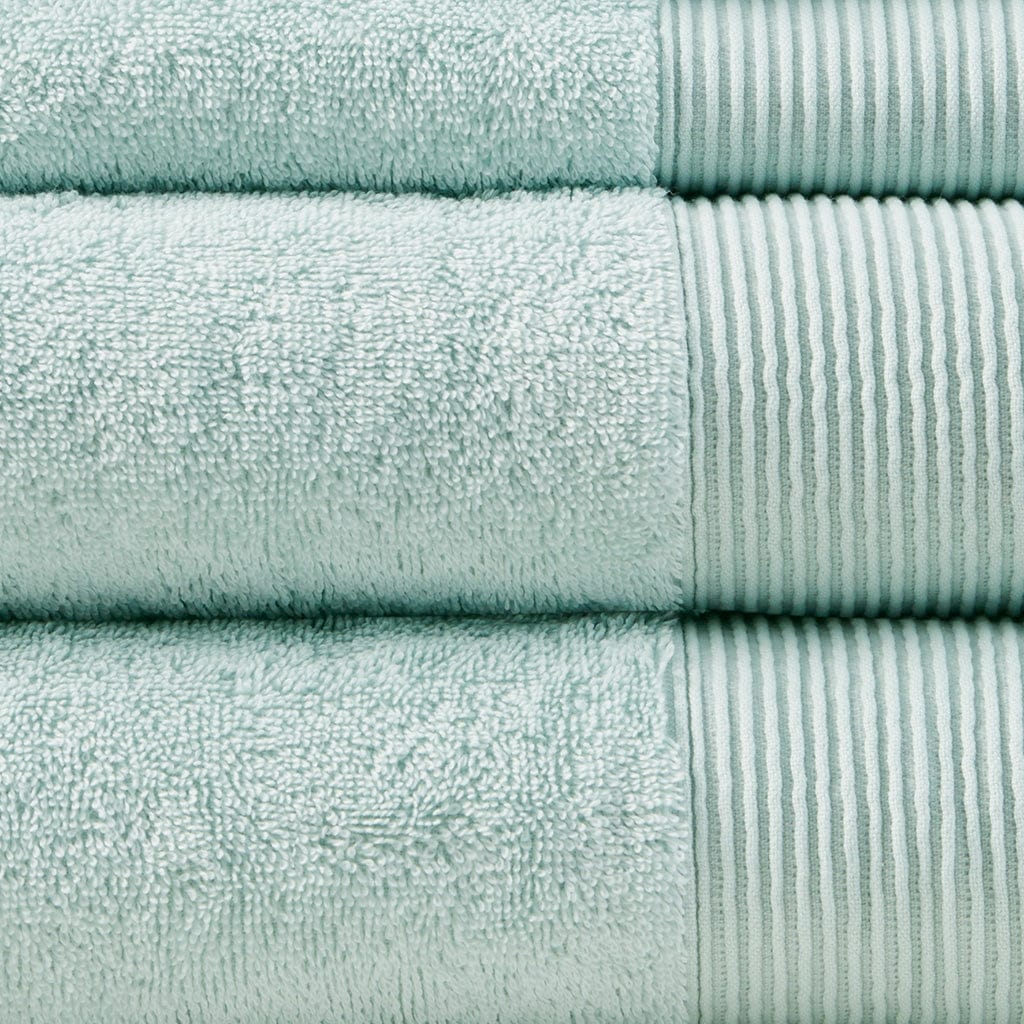 Cloud Linen Bathroom Towel Sets Retreat Cotton Tencel Antimicrobial 6 Piece Towel Set Seafoam