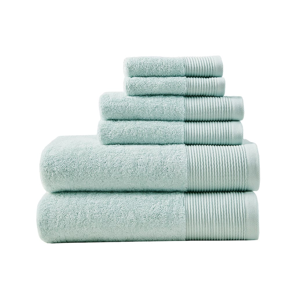 Cloud Linen Bathroom Towel Sets Retreat Cotton Tencel Antimicrobial 6 Piece Towel Set Seafoam