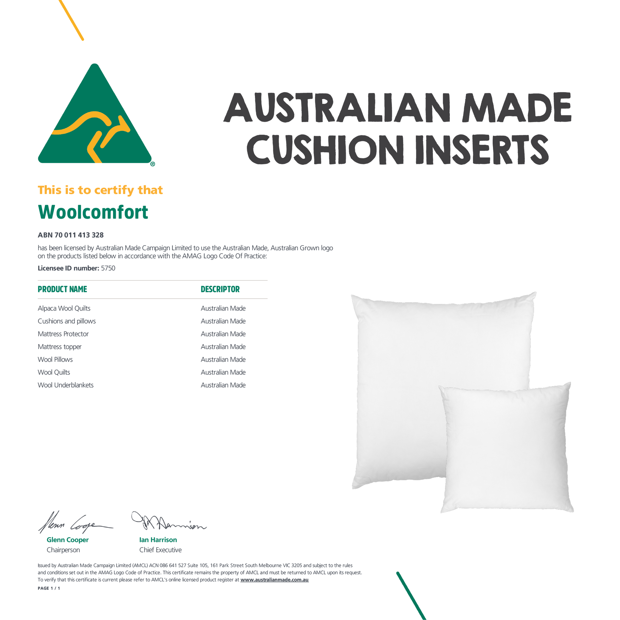 Luxor Australian Made Premium Cushion Inserts in Square or Round Shapes