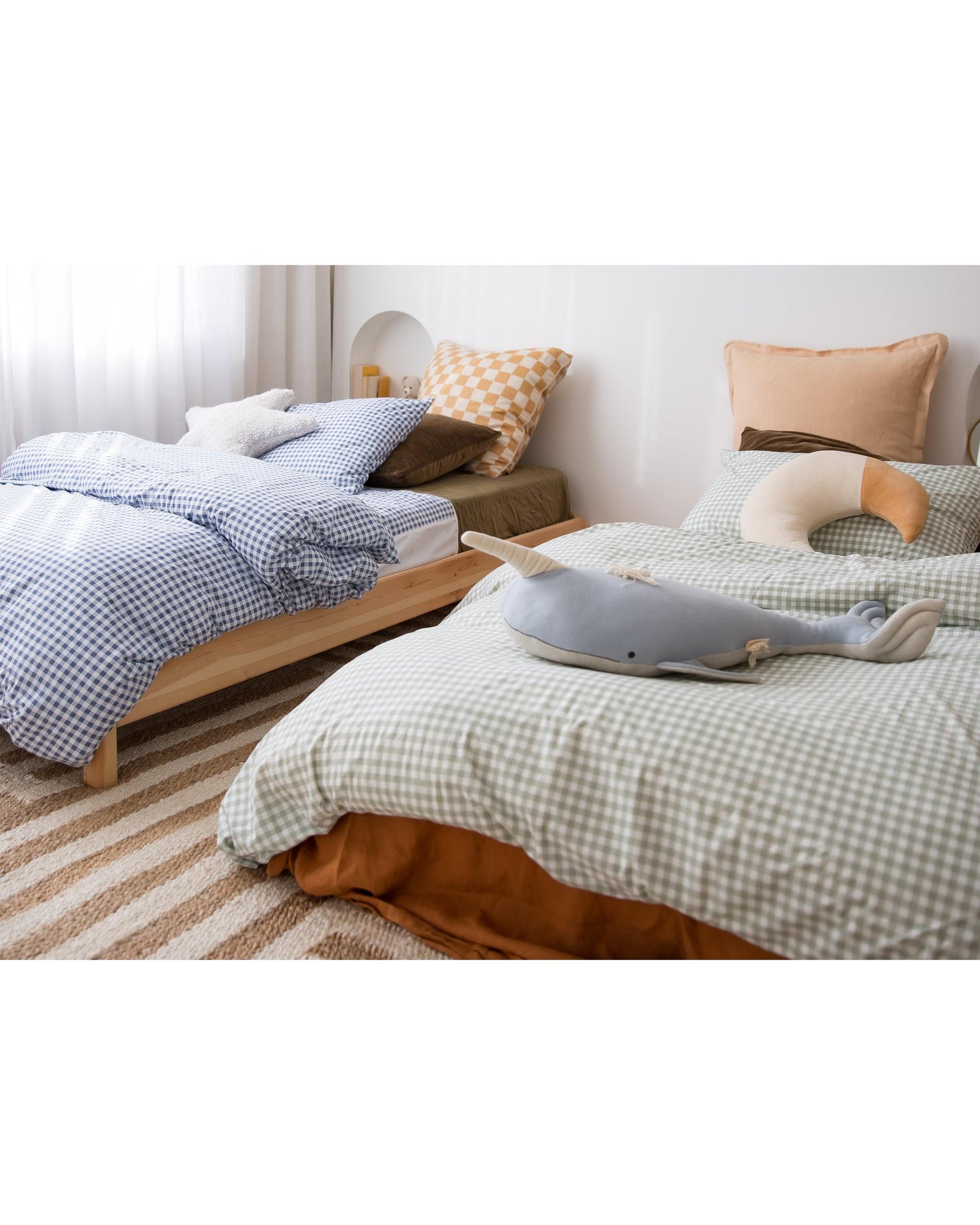 Dusty Blue Gingham Waterproof Doona Cover The Midnight Gang