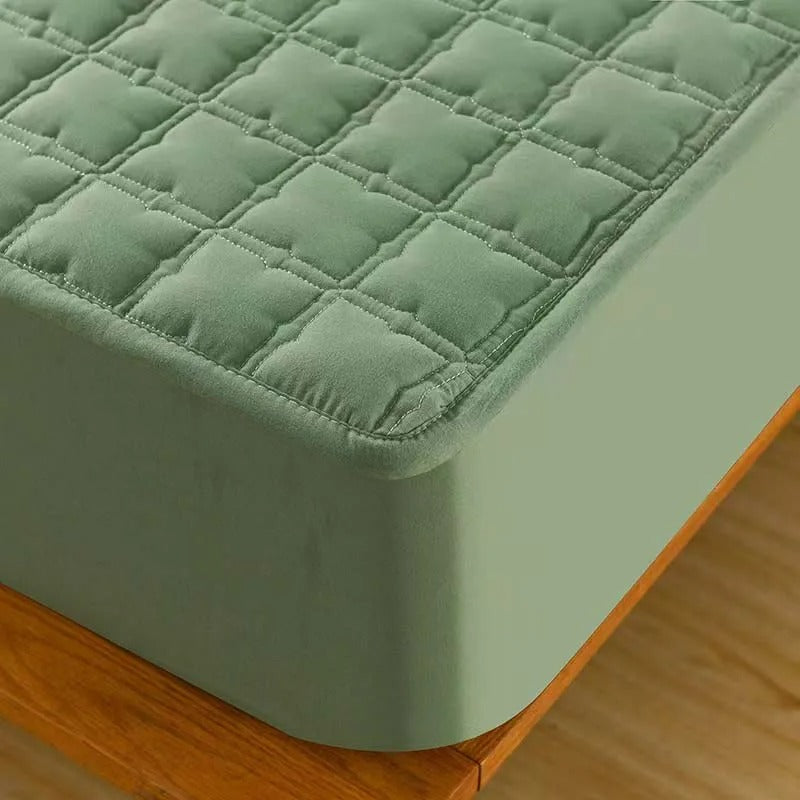 Anyhouz Mattress Cover Green King Size Waterproof Quilted Fitted Bed Sheet