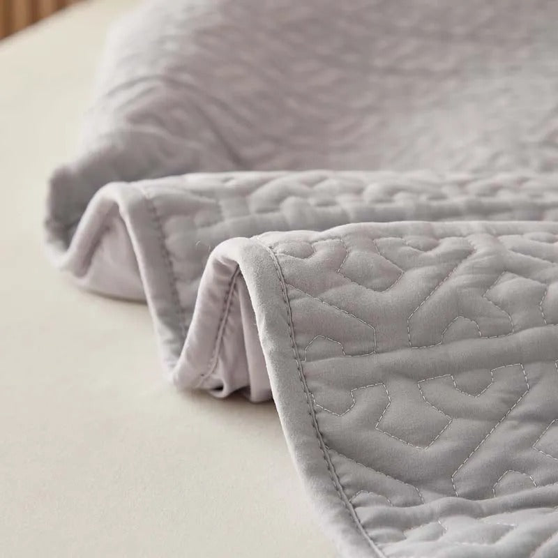 Anyhouz Mattress Cover Gray King Size Pure Cotton Soft Quilted Bed Sheet Anti-bacterial Protector Cover