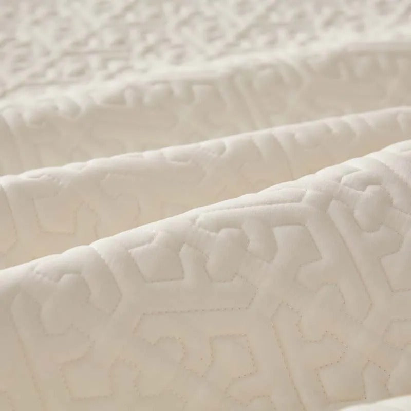 Anyhouz Mattress Cover Beige Queen Size Pure Cotton Soft Quilted Bed Sheet Anti-bacterial Protector Cover