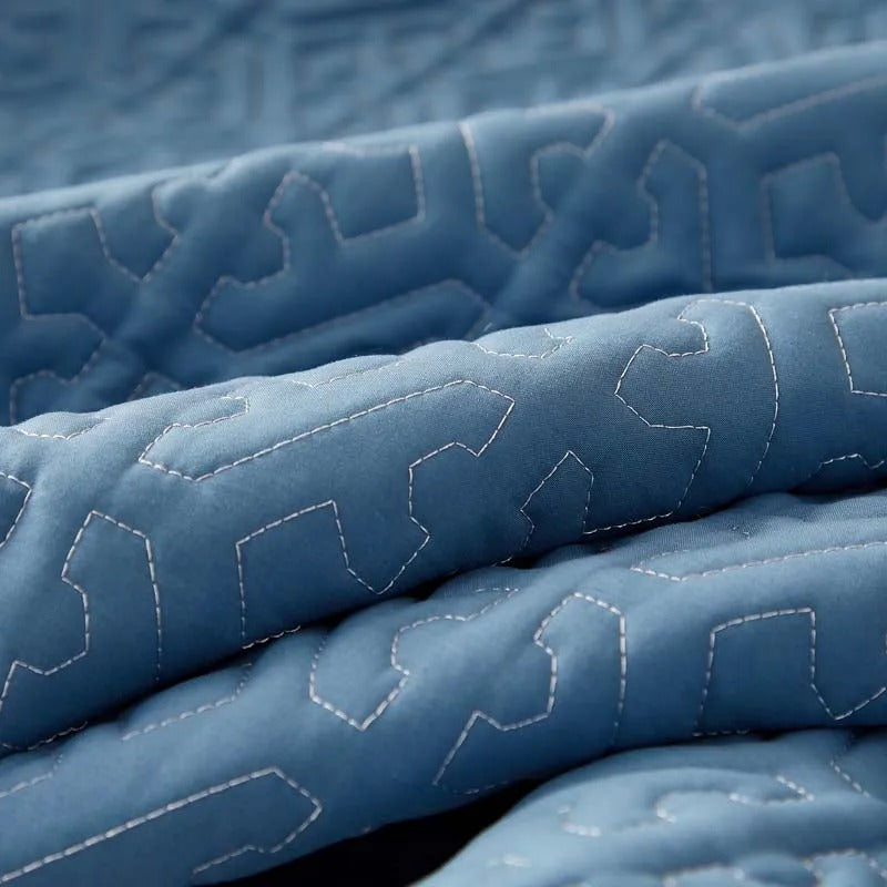 Anyhouz Mattress Cover Blue Double Size Pure Cotton Soft Quilted Bed Sheet Anti-bacterial Protector Cover