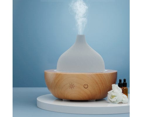 Devanti Diffuser Aroma Aromatherapy Diffuser LED Oil Ultrasonic Air Humidifier Glass Wood