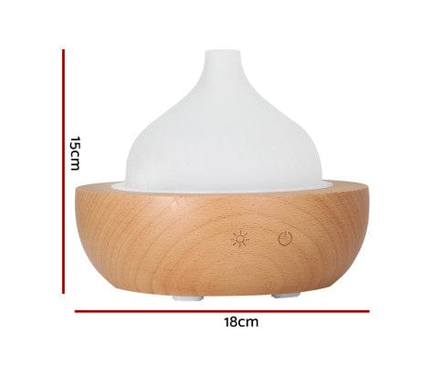 Devanti Diffuser Aroma Aromatherapy Diffuser LED Oil Ultrasonic Air Humidifier Glass Wood