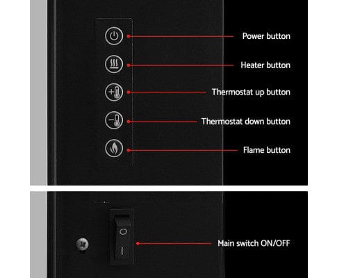Devanti Heater Electric Fireplace Fire Heater 2000W Black
