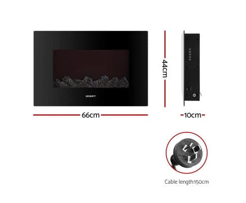 Devanti Heater Electric Fireplace Fire Heater 2000W Black