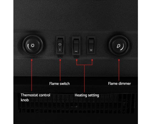 Devanti Heater Electric Fireplace Fire Heaters 2000W