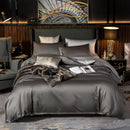 Anyhouz Duvet Comforter Set Queen Deep Grey/ Light Grey Egyptian Cotton Thick Blanket Bedspread 4 Pcs Bed Set