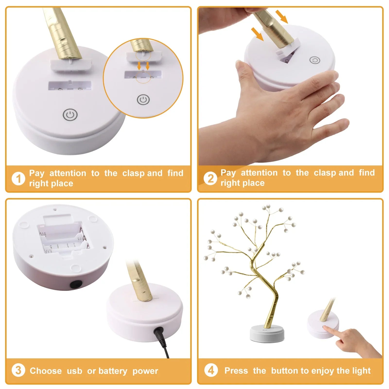 Anyhouz Table Lamp Warm 108 LED Bonsai Tree Desk Light USB Rechargeable For Living Room