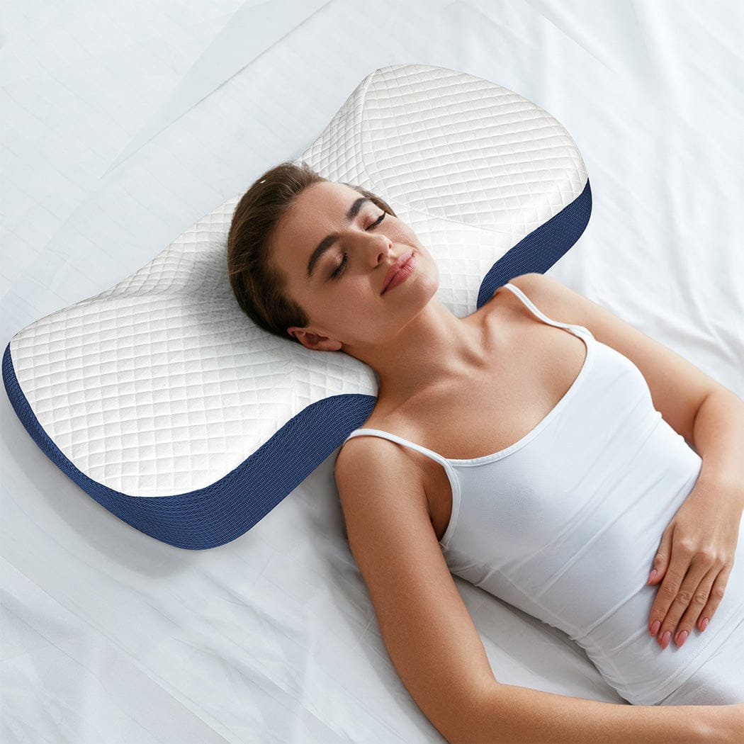 Dreamz Pillows/Cushions Memory Foam Pillow Pillowcase Supprt Blue Rebound