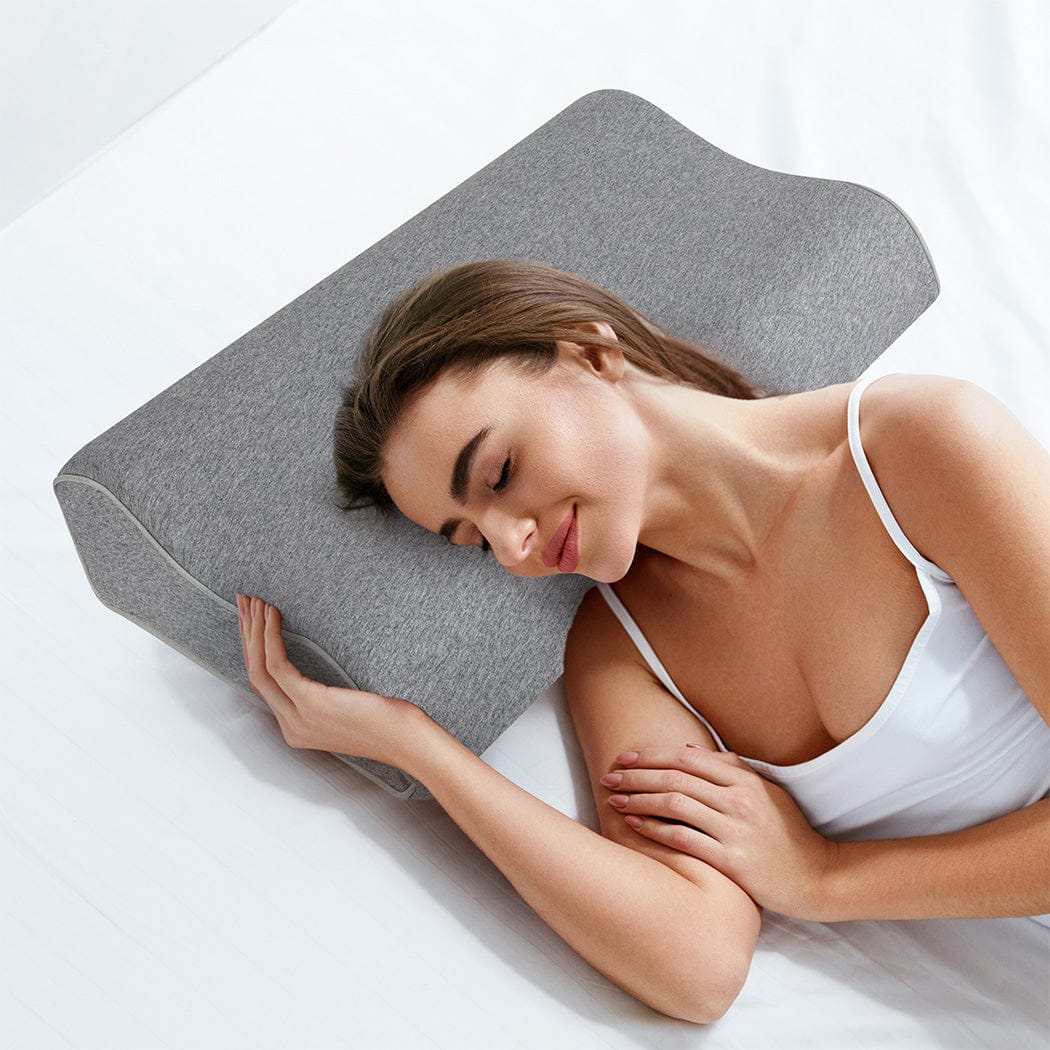 Dreamz Pillows/Cushions Memory Foam Pillow Pillowcase Supprt Grey Rebound