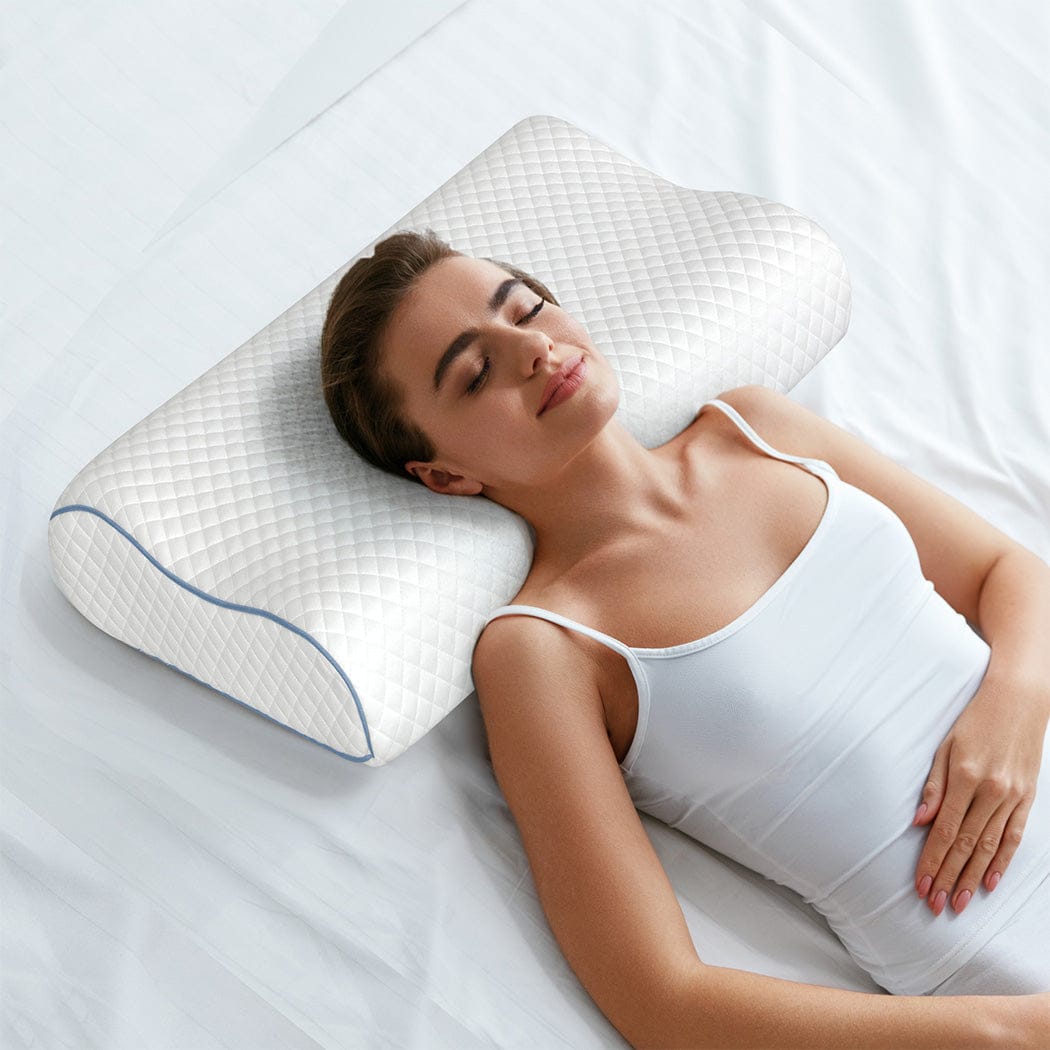Dreamz Pillows/Cushions Memory Pillow Supprt Shoulder Foam White Pillowcase