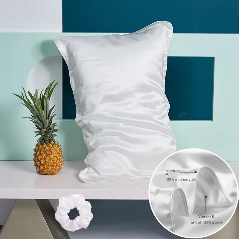 Anyhouz Pillowcase 50x90cm White Pure Real Silk For Comfortable And Relaxing Home Bed - King Size