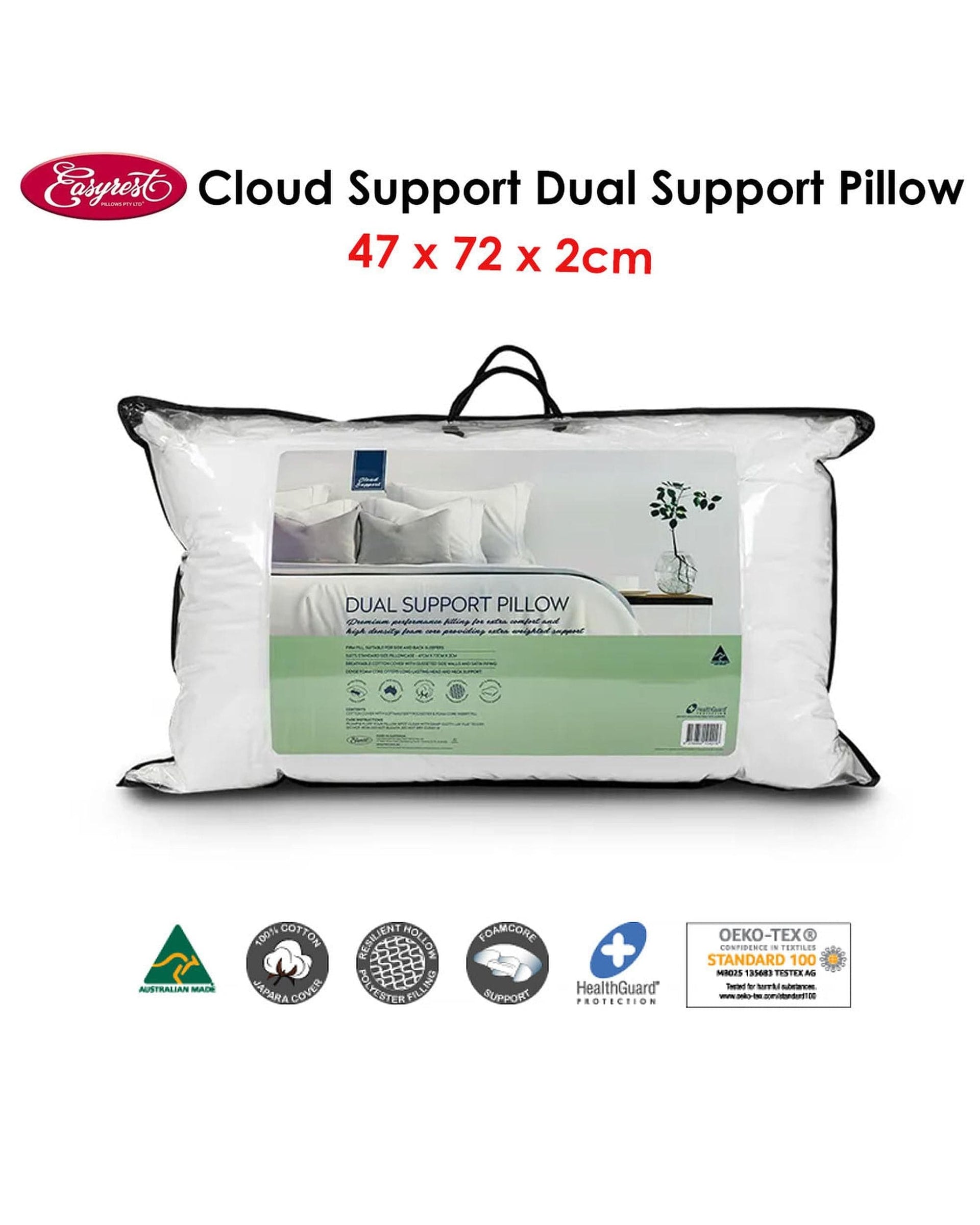 Easyrest Pillows/Cushions Easyrest Cloud Support Dual Support Pillow 47 x 72 x 2 cm