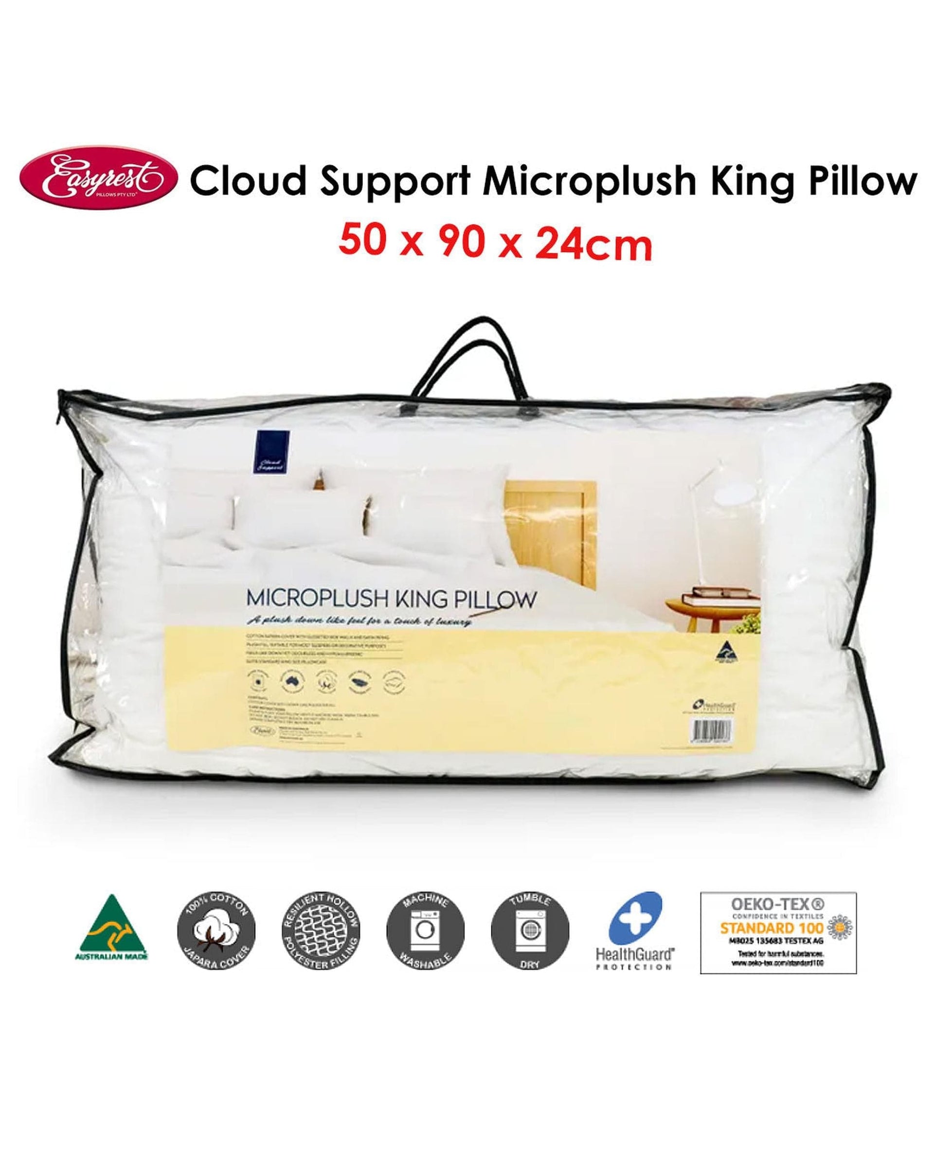 Easyrest Pillows/Cushions Easyrest Cloud Support Microplush King Pillow 50 x 90 x 24 cm