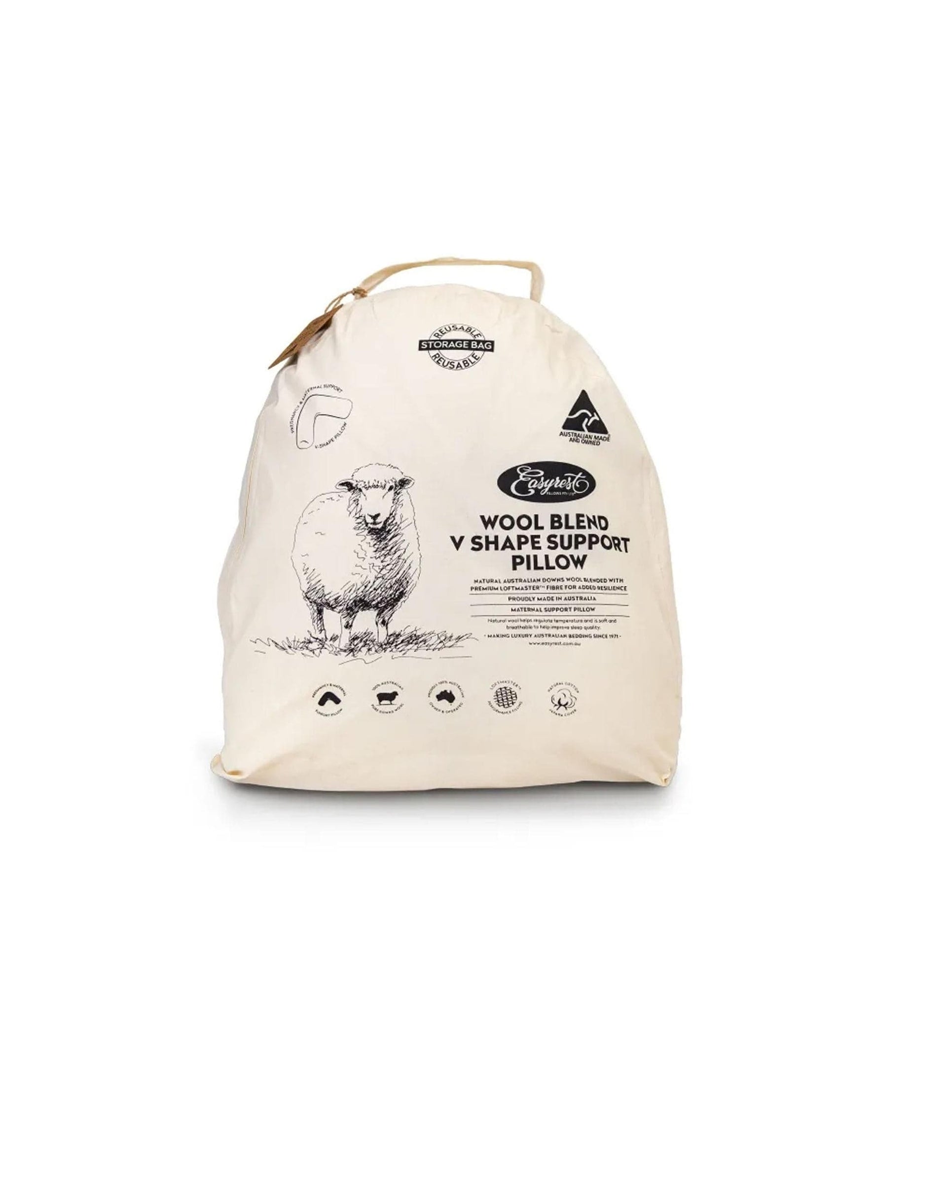 Easyrest Pillows/Cushions Easyrest Wool Blend V Pillow in Fabric Bag