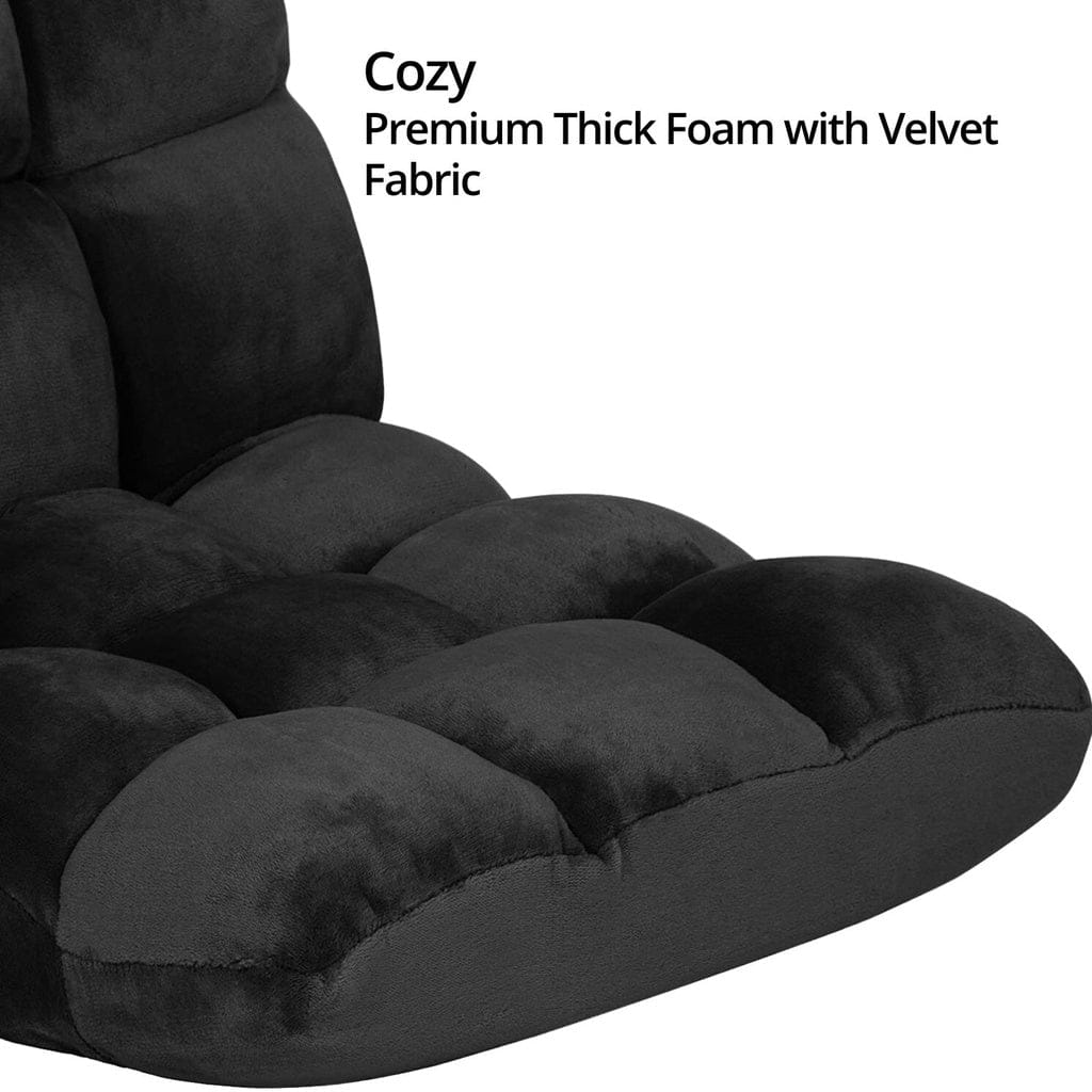 EKKIO Accent Chair Adjustable Floor Chair Lounge Sofa Bed Recliner (Black) EK-FLSR-101-LZQ