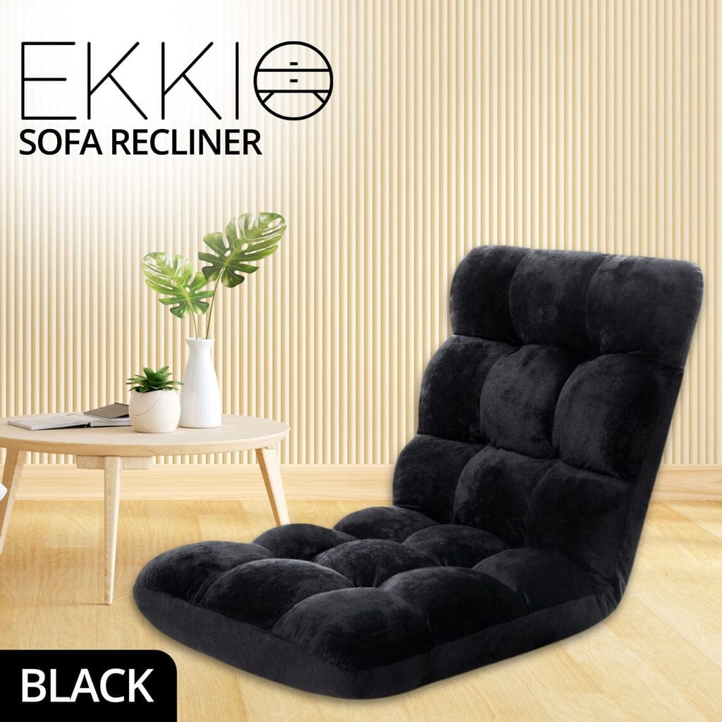 EKKIO Accent Chair Adjustable Floor Chair Lounge Sofa Bed Recliner (Black) EK-FLSR-101-LZQ