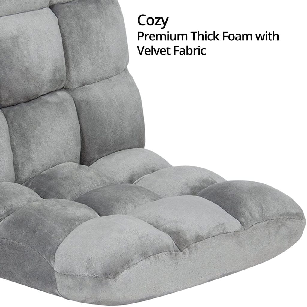 EKKIO Accent Chair Adjustable Floor Chair Lounge Sofa Bed Recliner (Silver Grey) EK-FLSR-100-LZQ