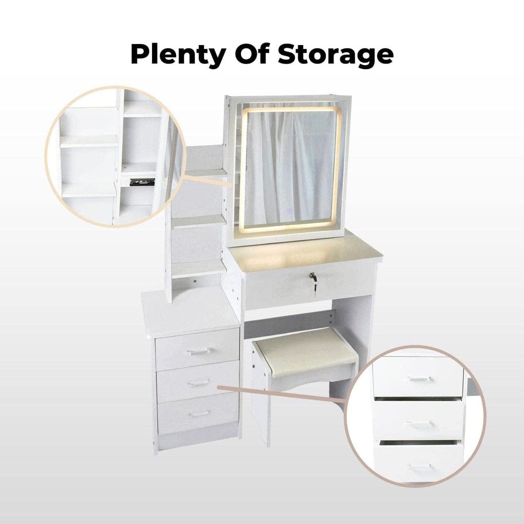 EKKIO Mirror Dressing Table White LED Mirror