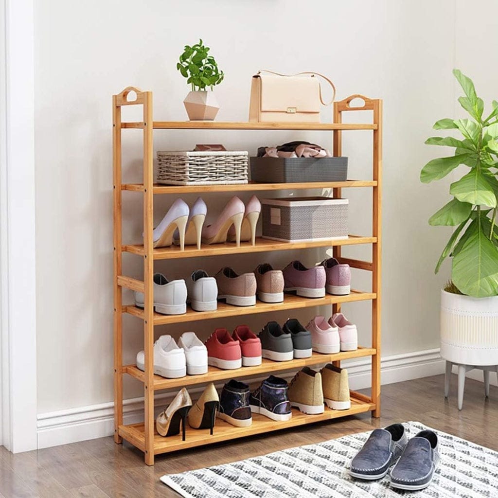 EKKIO Shoe Rack EKKIO 5 Tier Bamboo Shoe Rack Storage Organizer Stand Shelves