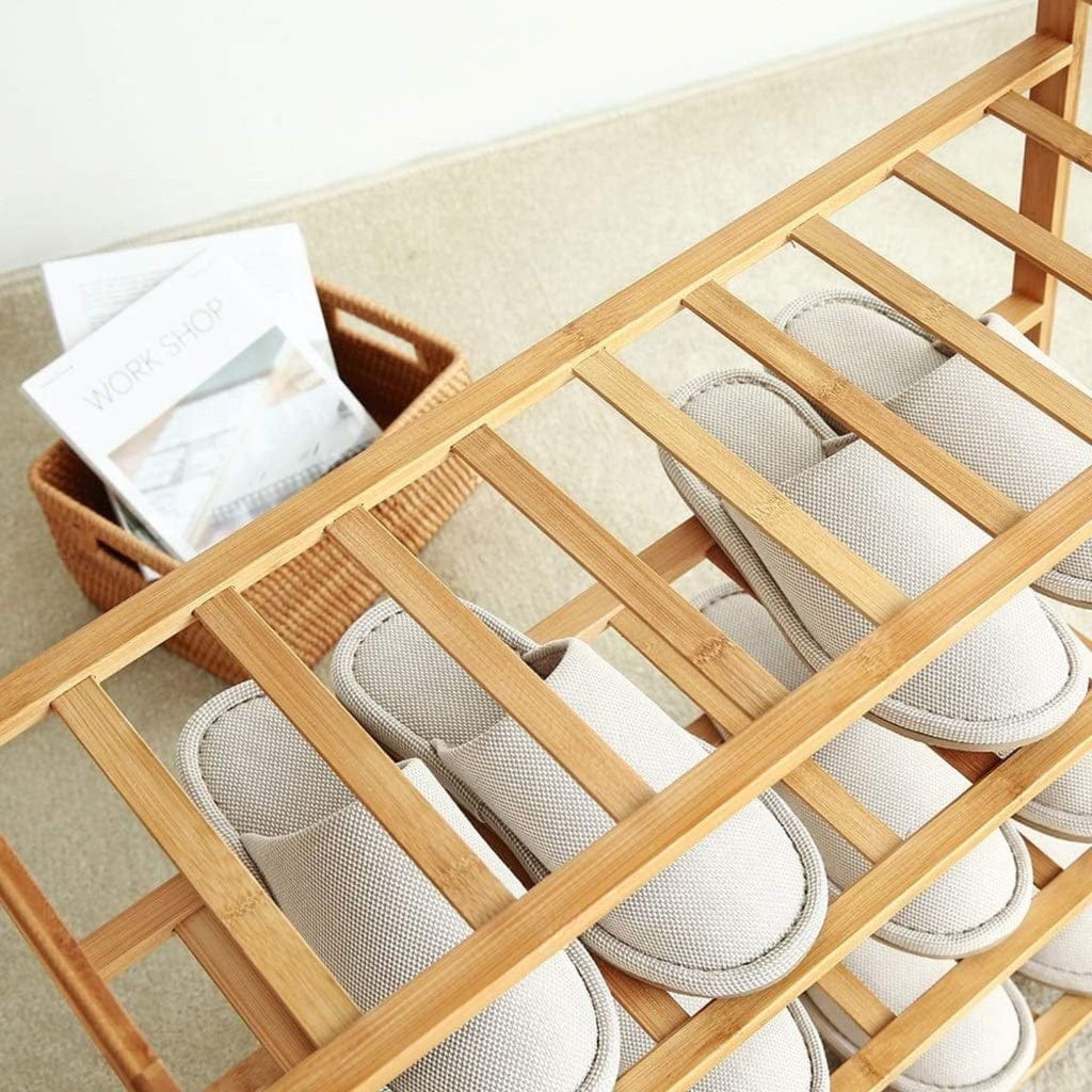 EKKIO Shoe Rack EKKIO 5 Tier Bamboo Shoe Rack Storage Organizer Stand Shelves