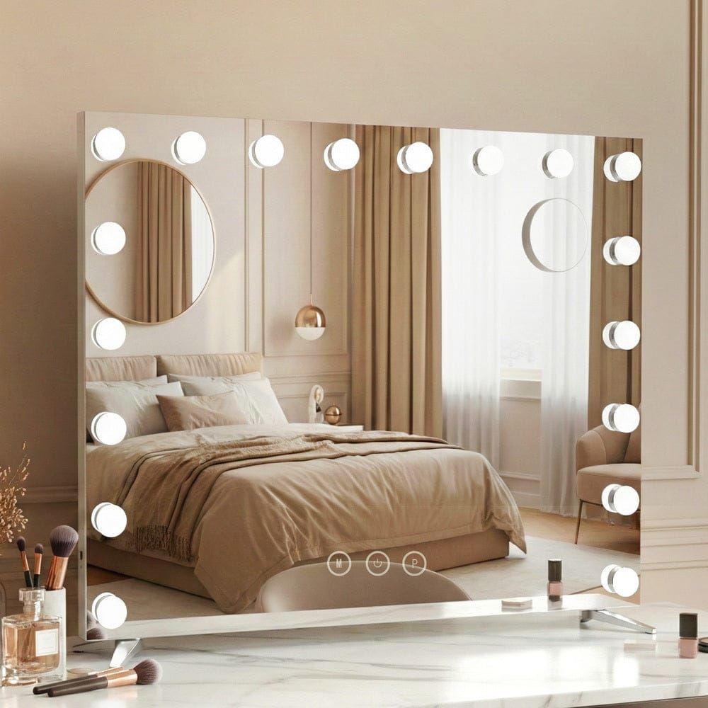 Embellir Mirror 80x65cm Embellir Makeup Mirror Hollywood Vanity with LED Light Silver Legs