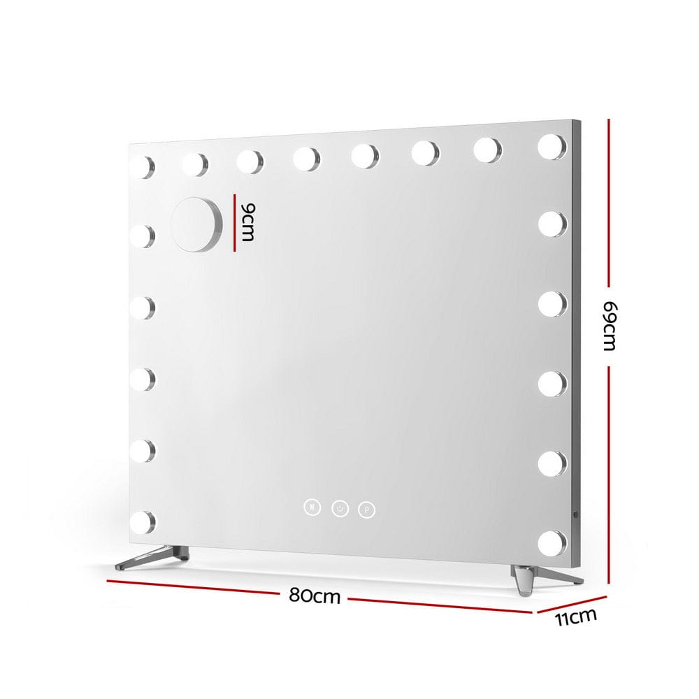 Embellir Mirror 80x65cm Embellir Makeup Mirror Hollywood Vanity with LED Light Silver Legs