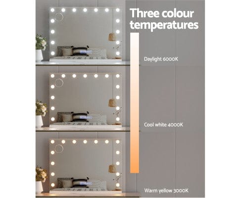 Embellir Mirror NEW Bluetooth Makeup Mirror 80X58cm Hollywood with Light Vanity Wall 18 LED