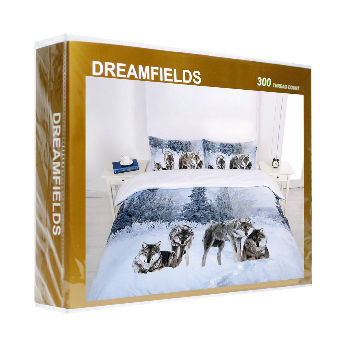 Dreamfields Snow Wolf Family Design Quilt Doona Duvet Cover Set